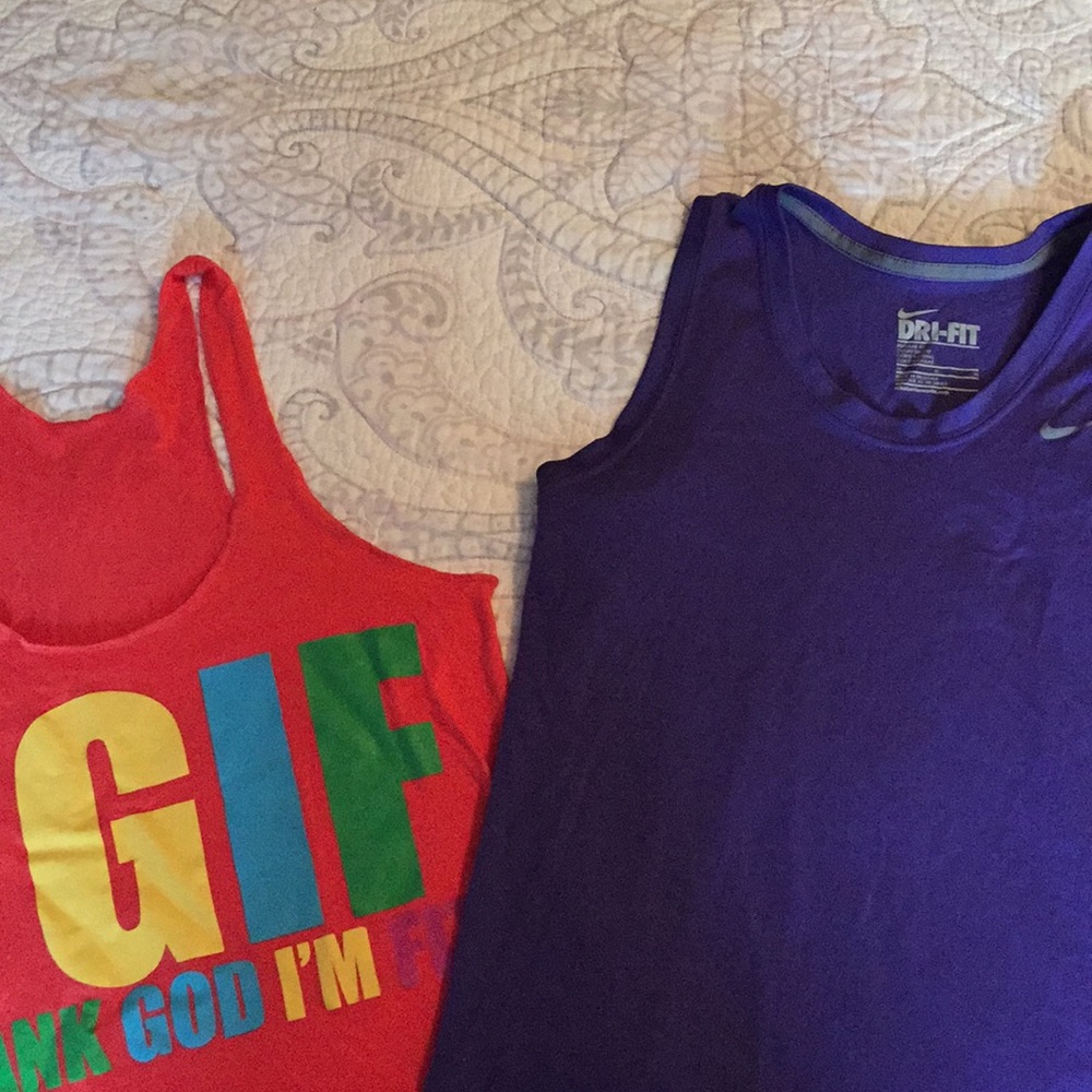 2 Tank tops Orange and Purple